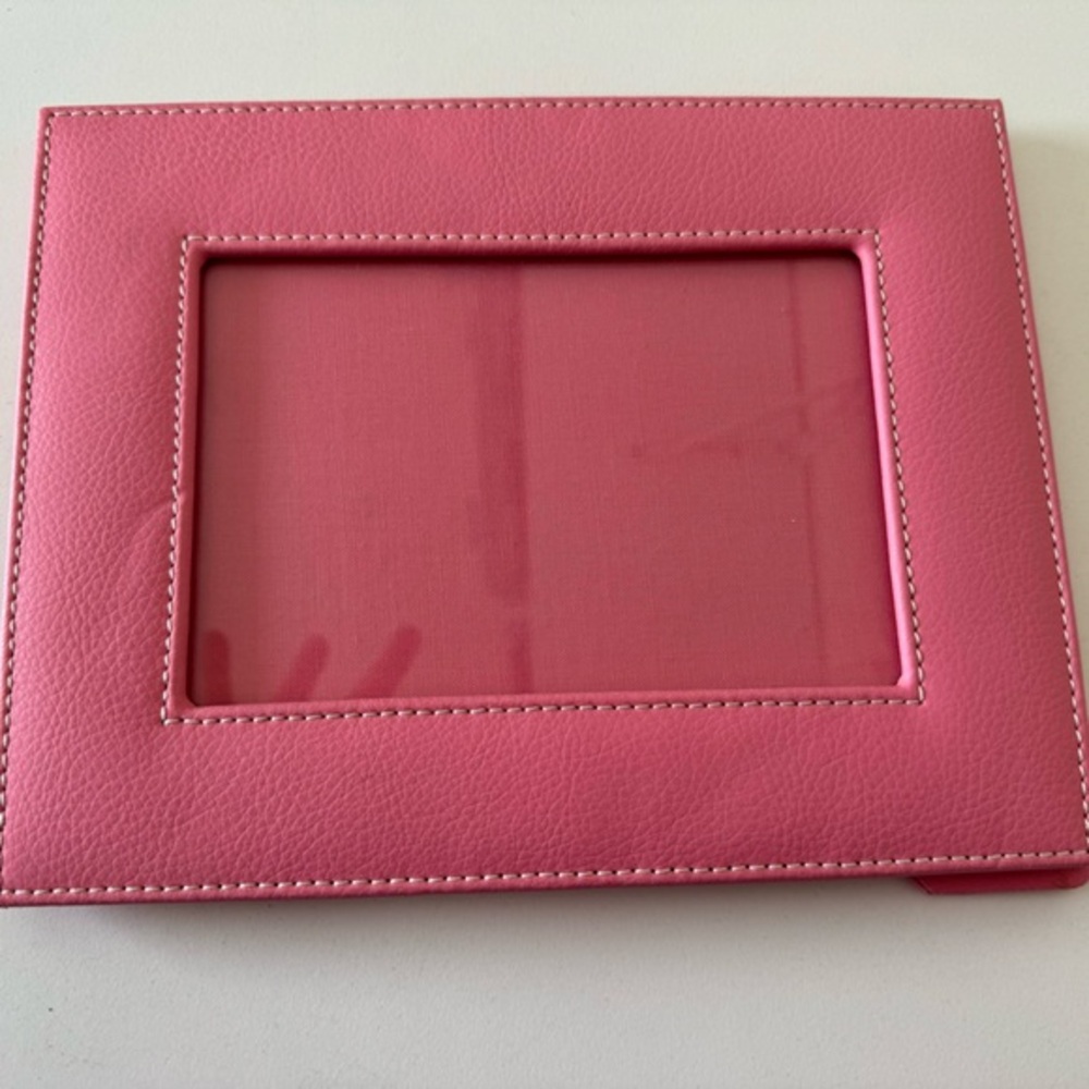 Crate&Barrel Barbie Pink Leather Picture Frame NWOT